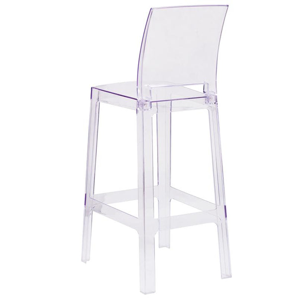 Flash Furniture Ghost Barstool with Square Back in Transparent Crystal - OW-SQUAREBACK-29-GG