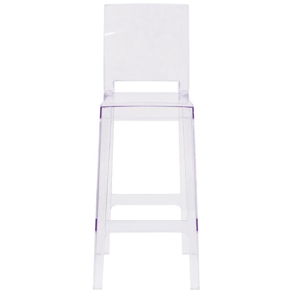 Flash Furniture Ghost Barstool with Square Back in Transparent Crystal - OW-SQUAREBACK-29-GG