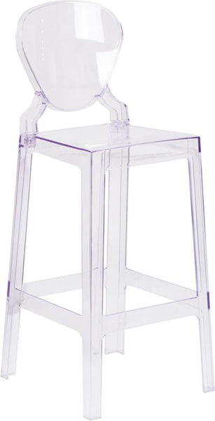 Flash Furniture Ghost Barstool with Tear Back in Transparent Crystal - OW-TEARBACK-29-GG