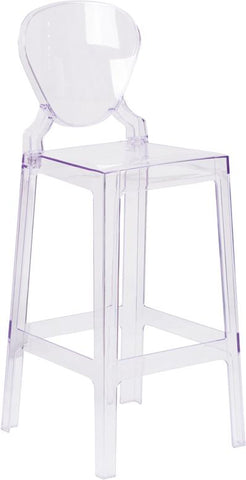 Flash Furniture Ghost Barstool with Tear Back in Transparent Crystal - OW-TEARBACK-29-GG