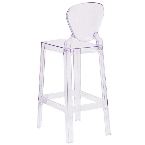 Flash Furniture Ghost Barstool with Tear Back in Transparent Crystal - OW-TEARBACK-29-GG