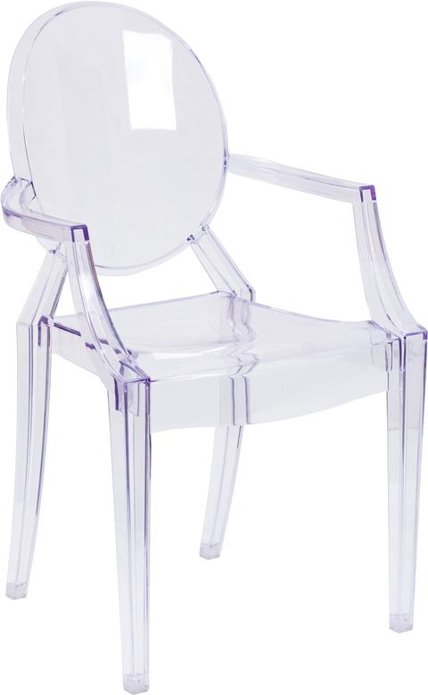 Flash Furniture Ghost Chair with Arms in Transparent Crystal - FH-124-APC-CLR-GG