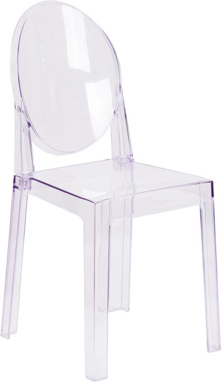 Flash Furniture Ghost Chair with Oval Back in Transparent Crystal - OW-GHOSTBACK-18-GG