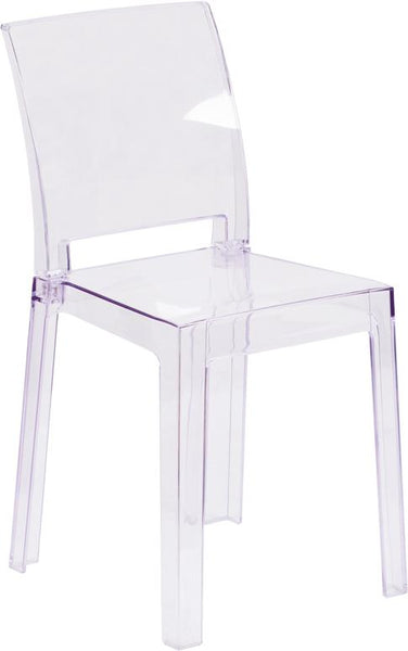 Flash Furniture Ghost Chair with Square Back in Transparent Crystal - OW-SQUAREBACK-18-GG