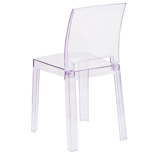 Flash Furniture Ghost Chair with Square Back in Transparent Crystal - OW-SQUAREBACK-18-GG