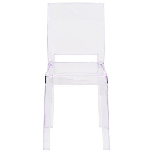 Flash Furniture Ghost Chair with Square Back in Transparent Crystal - OW-SQUAREBACK-18-GG