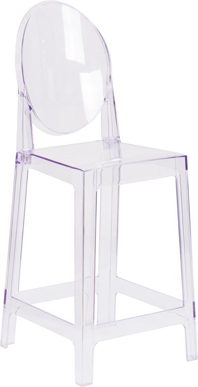 Flash Furniture Ghost Counter Stool with Oval Back in Transparent Crystal - OW-GHOSTBACK-24-GG