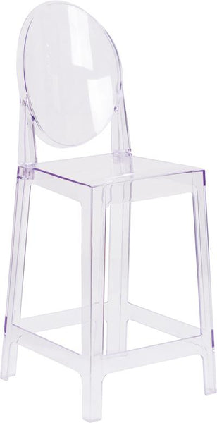 Flash Furniture Ghost Counter Stool with Oval Back in Transparent Crystal - OW-GHOSTBACK-24-GG