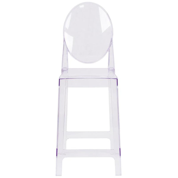 Flash Furniture Ghost Counter Stool with Oval Back in Transparent Crystal - OW-GHOSTBACK-24-GG