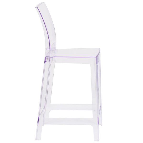 Flash Furniture Ghost Counter Stool with Square Back in Transparent Crystal - OW-SQUAREBACK-24-GG