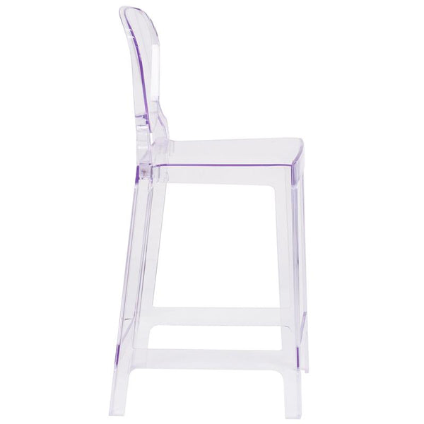 Flash Furniture Ghost Counter Stool with Tear Back in Transparent Crystal - OW-TEARBACK-24-GG