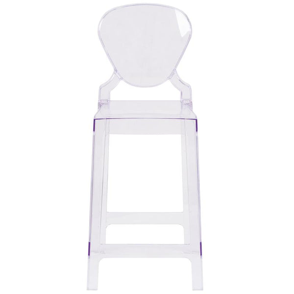 Flash Furniture Ghost Counter Stool with Tear Back in Transparent Crystal - OW-TEARBACK-24-GG