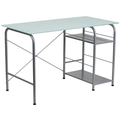 Flash Furniture Glass Computer Desk with Open Storage - NAN-WK-086-GG