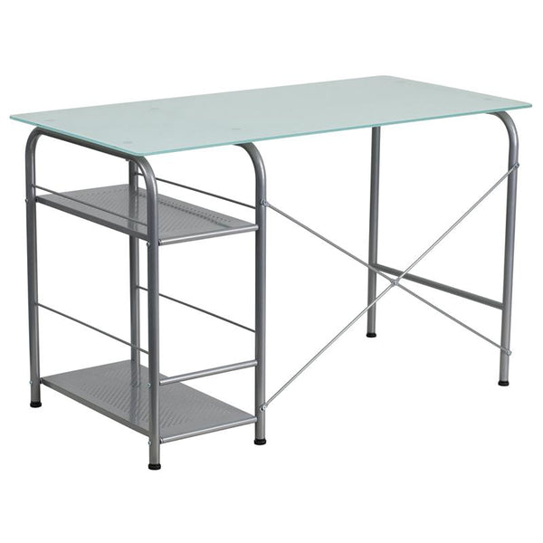 Flash Furniture Glass Computer Desk with Open Storage - NAN-WK-086-GG