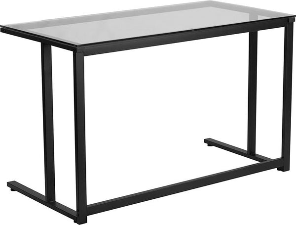 Flash Furniture Glass Desk with Black Pedestal Metal Frame - NAN-WK-055-GG