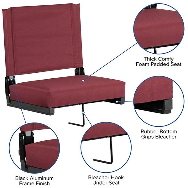 Flash Furniture Grandstand Comfort Seats by Flash with Ultra-Padded Seat in Maroon - XU-STA-M-GG