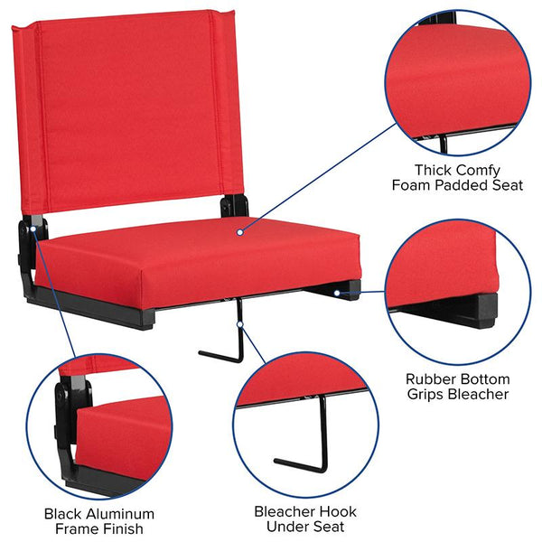 Flash Furniture Grandstand Comfort Seats by Flash with Ultra-Padded Seat in Red - XU-STA-RED-GG