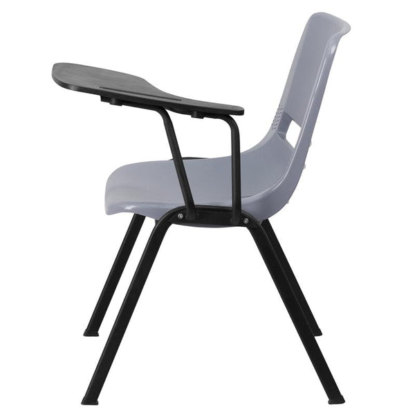 Flash Furniture Gray Ergonomic Shell Chair with Left Handed Flip-Up Tablet Arm - RUT-EO1-GY-LTAB-GG