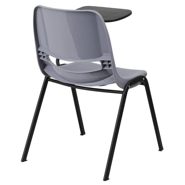 Flash Furniture Gray Ergonomic Shell Chair with Left Handed Flip-Up Tablet Arm - RUT-EO1-GY-LTAB-GG