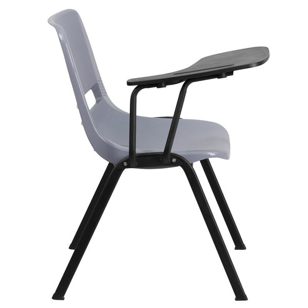 Flash Furniture Gray Ergonomic Shell Chair with Right Handed Flip-Up Tablet Arm - RUT-EO1-GY-RTAB-GG