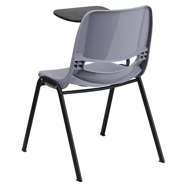 Flash Furniture Gray Ergonomic Shell Chair with Right Handed Flip-Up Tablet Arm - RUT-EO1-GY-RTAB-GG