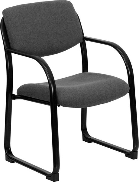 Flash Furniture Gray Fabric Executive Side Reception Chair with Sled Base - BT-508-GY-GG