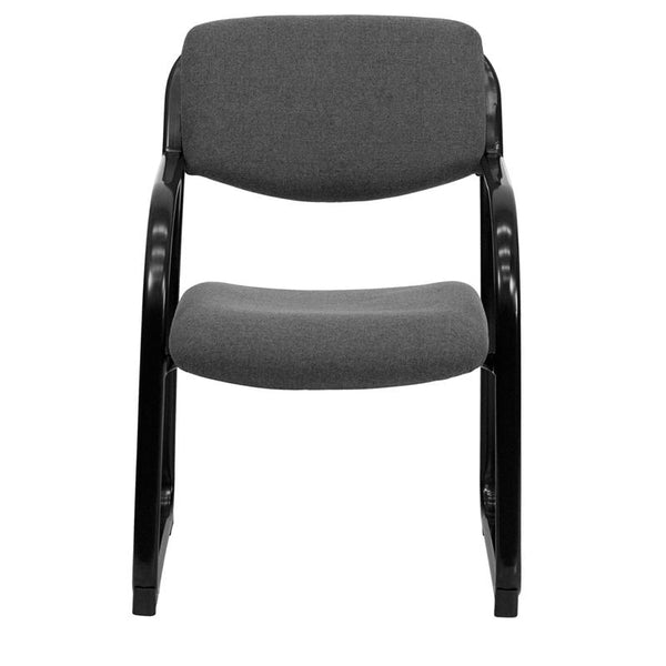 Flash Furniture Gray Fabric Executive Side Reception Chair with Sled Base - BT-508-GY-GG