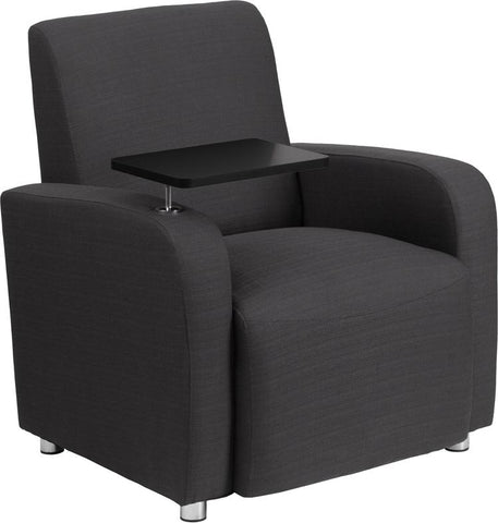 Flash Furniture Gray Fabric Guest Chair with Tablet Arm and Chrome Legs - BT-8217-GY-GG