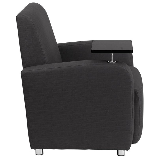Flash Furniture Gray Fabric Guest Chair with Tablet Arm and Chrome Legs - BT-8217-GY-GG