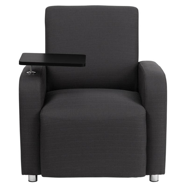 Flash Furniture Gray Fabric Guest Chair with Tablet Arm and Chrome Legs - BT-8217-GY-GG