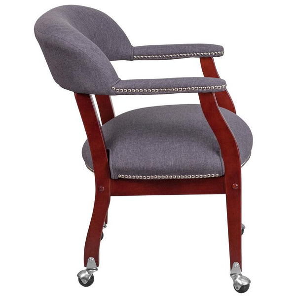 Flash Furniture Gray Fabric Luxurious Conference Chair with Accent Nail Trim and Casters - B-Z100-GY-GG