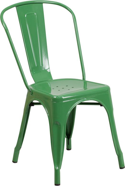 Flash Furniture Green Metal Indoor-Outdoor Stackable Chair - CH-31230-GN-GG