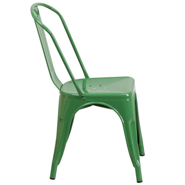Flash Furniture Green Metal Indoor-Outdoor Stackable Chair - CH-31230-GN-GG