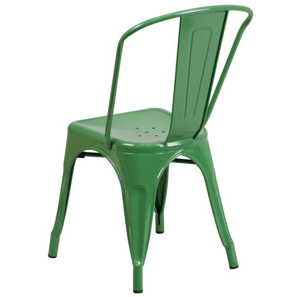 Flash Furniture Green Metal Indoor-Outdoor Stackable Chair - CH-31230-GN-GG