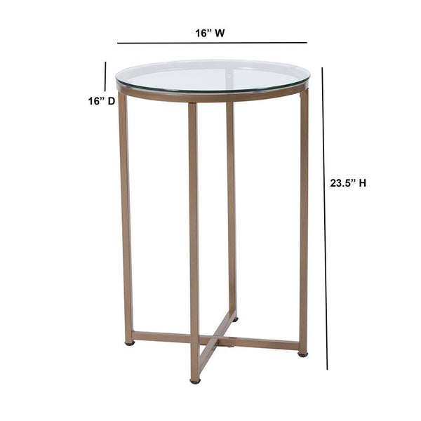 Flash Furniture Greenwich Collection Glass End Table with Matte Gold Frame - NAN-JH-1786ET-GG