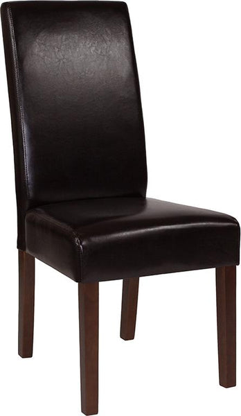 Flash Furniture Greenwich Series Brown Leather Parsons Chair - QY-A37-9061-BRNL-GG