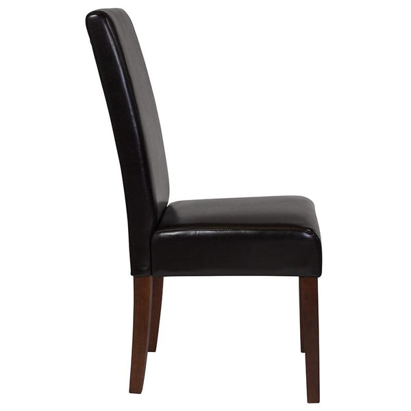 Flash Furniture Greenwich Series Brown Leather Parsons Chair - QY-A37-9061-BRNL-GG