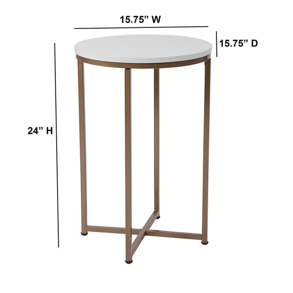 Flash Furniture Hampstead Collection White End Table with Matte Gold Frame - NAN-JH-1787ET-GG