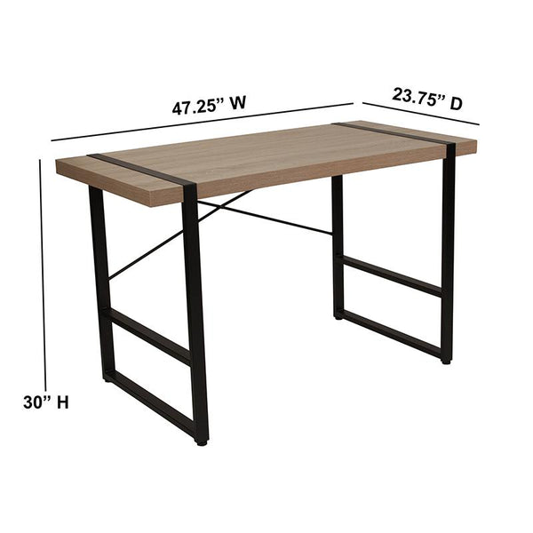 Flash Furniture Hanover Park Rustic Wood Grain Finish Console Table with Black Metal Frame - NAN-JN-21738-GG