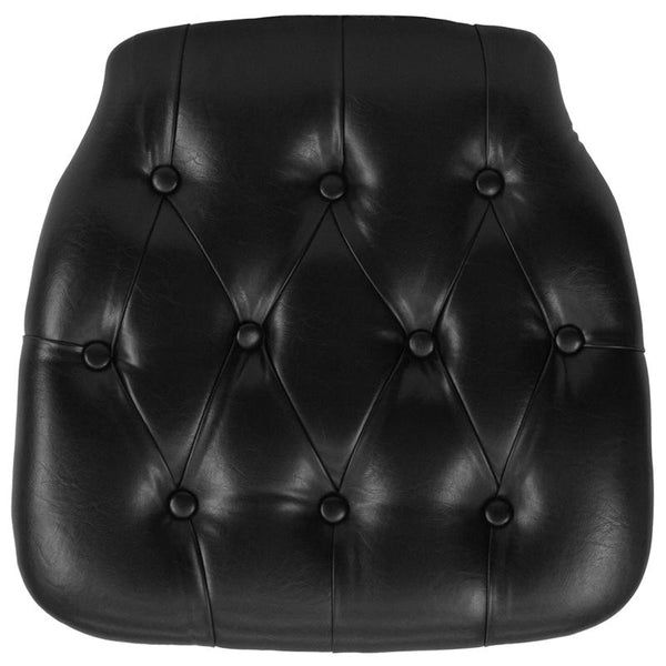 Flash Furniture Hard Black Tufted Vinyl Chiavari Chair Cushion - SZ-TUFT-BLACK-GG