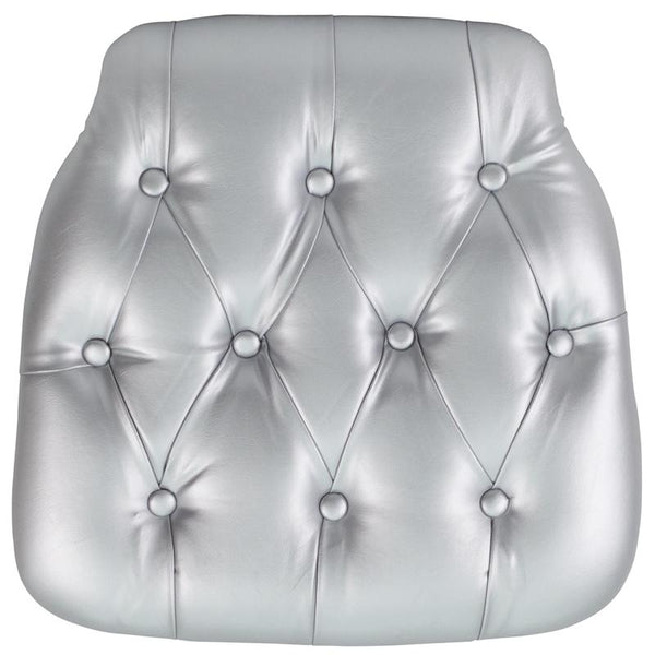 Flash Furniture Hard Silver Tufted Vinyl Chiavari Chair Cushion - SZ-TUFT-SIL-GG