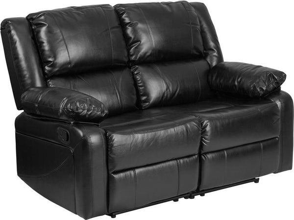 Flash Furniture Harmony Series Black Leather Loveseat with Two Built-In Recliners - BT-70597-LS-GG