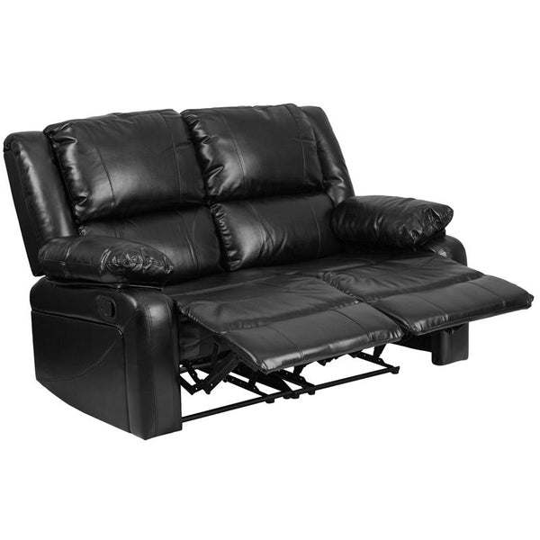 Flash Furniture Harmony Series Black Leather Loveseat with Two Built-In Recliners - BT-70597-LS-GG