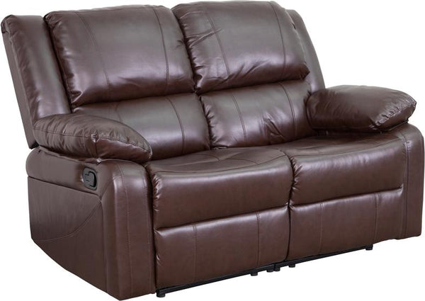 Flash Furniture Harmony Series Brown Leather Loveseat with Two Built-In Recliners - BT-70597-LS-BN-GG