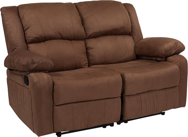 Flash Furniture Harmony Series Chocolate Brown Microfiber Loveseat with Two Built-In Recliners - BT-70597-LS-BN-MIC-GG