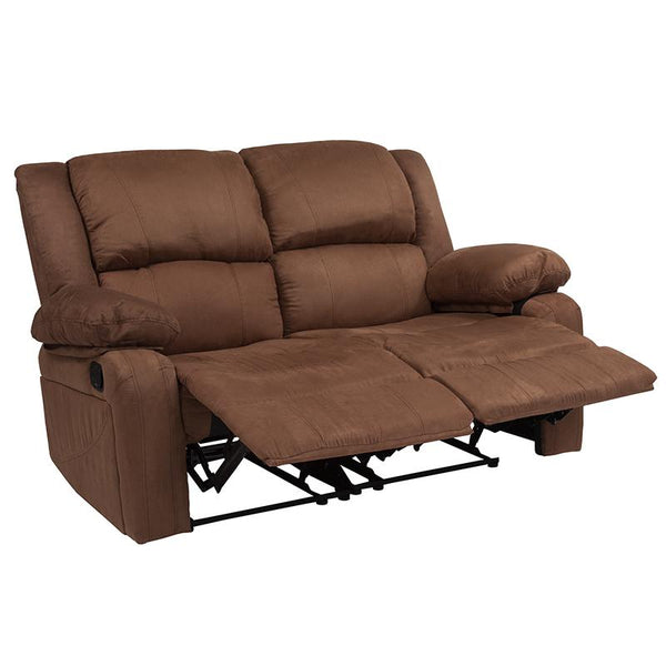 Flash Furniture Harmony Series Chocolate Brown Microfiber Loveseat with Two Built-In Recliners - BT-70597-LS-BN-MIC-GG
