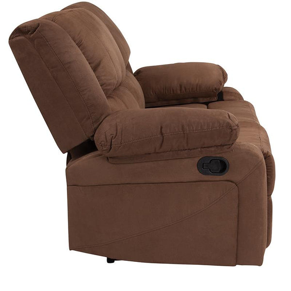 Flash Furniture Harmony Series Chocolate Brown Microfiber Loveseat with Two Built-In Recliners - BT-70597-LS-BN-MIC-GG