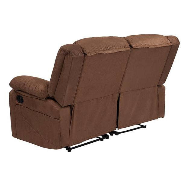 Flash Furniture Harmony Series Chocolate Brown Microfiber Loveseat with Two Built-In Recliners - BT-70597-LS-BN-MIC-GG