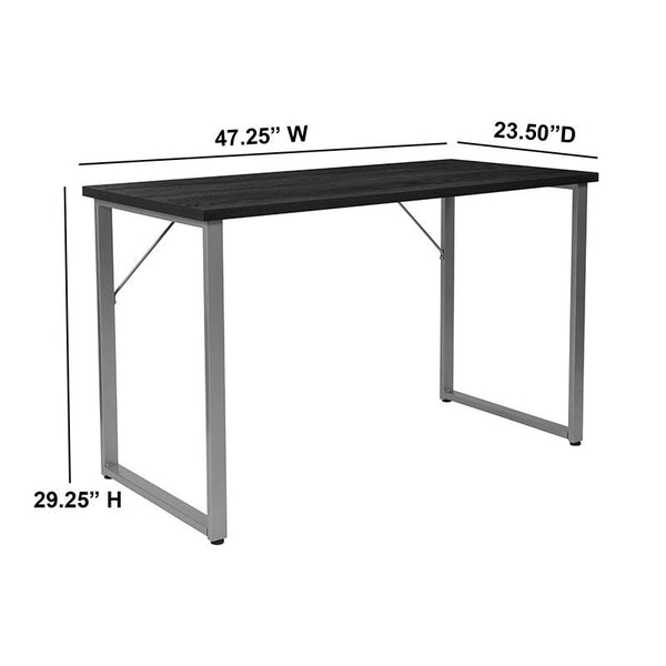 Flash Furniture Harvey Black Finish Computer Desk with Silver Metal Frame - NAN-JN-21721-GG