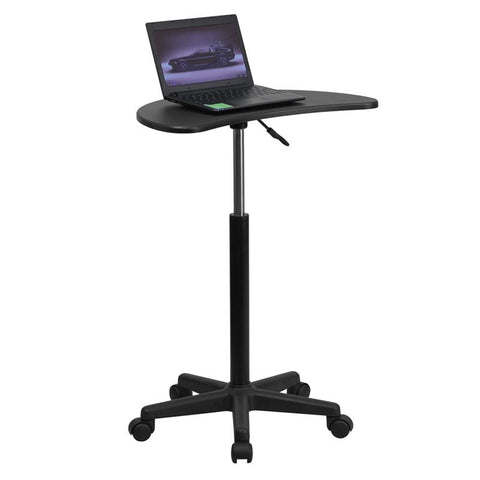 Flash Furniture Height Adjustable Mobile Laptop Computer Desk with Black Top - NAN-JN-2792-GG